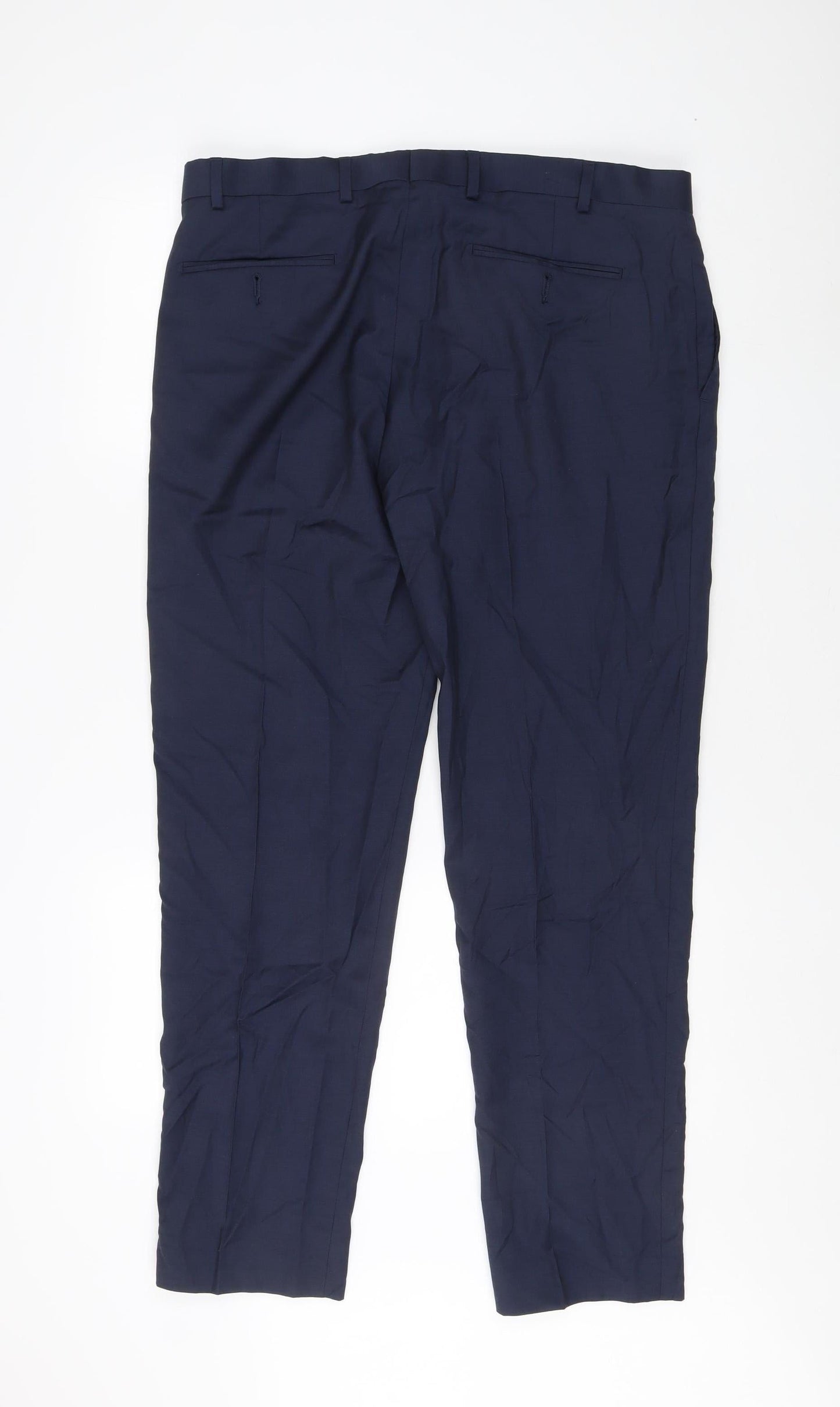 Marks and Spencer Men's Blue Regular Fit Trousers