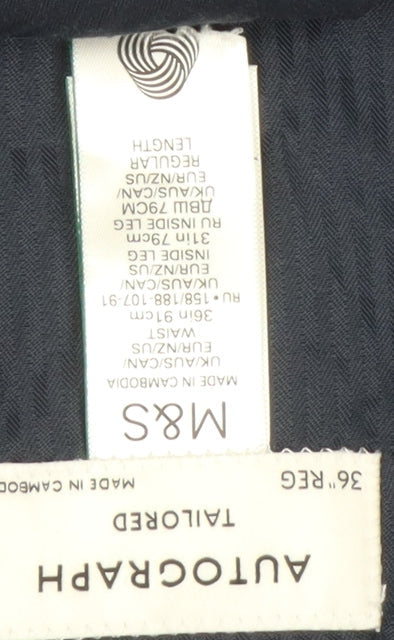 Marks and Spencer Men's Blue Regular Fit Trousers