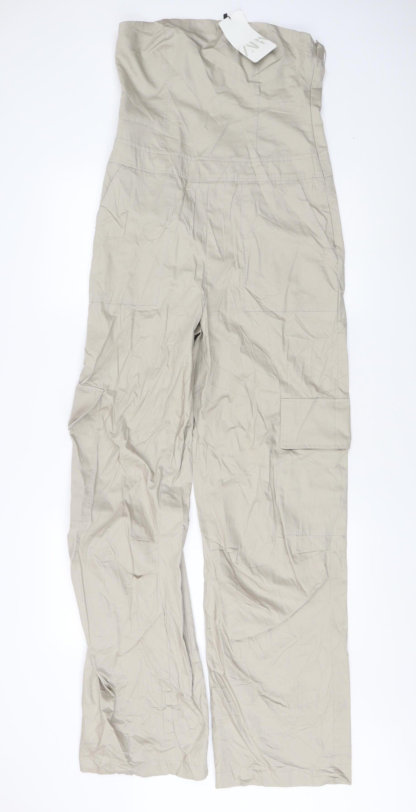 Zara Women's Beige Jumpsuit, M, Summer Strapless