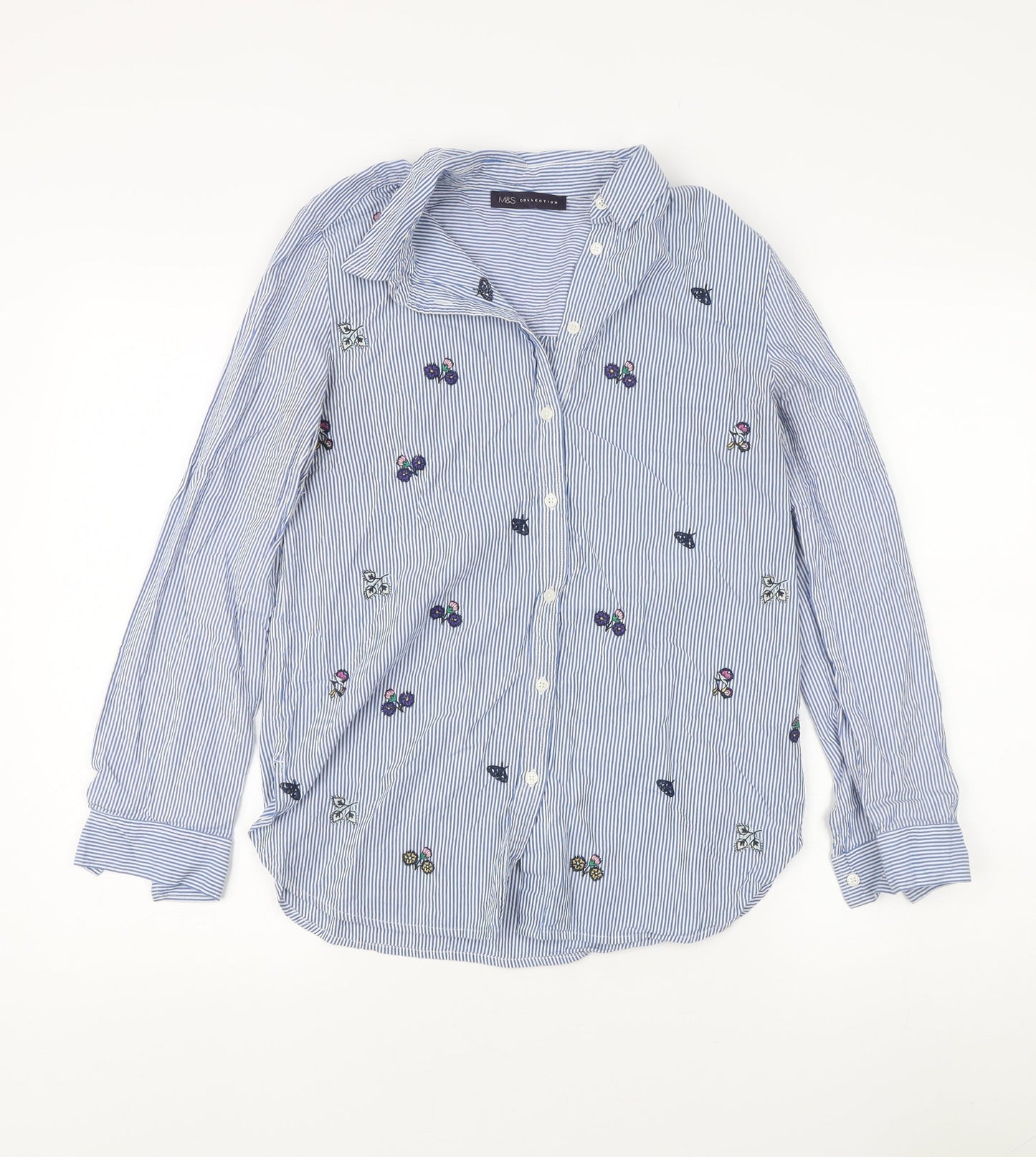 Womens UK Size 8 Marks and Spencer Blue Basic Button-Up