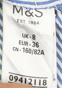 Womens UK Size 8 Marks and Spencer Blue Basic Button-Up