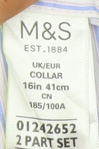 Mens UK Collar Size 16 Marks and Spencer Smart Multicoloured  Dress Shirt