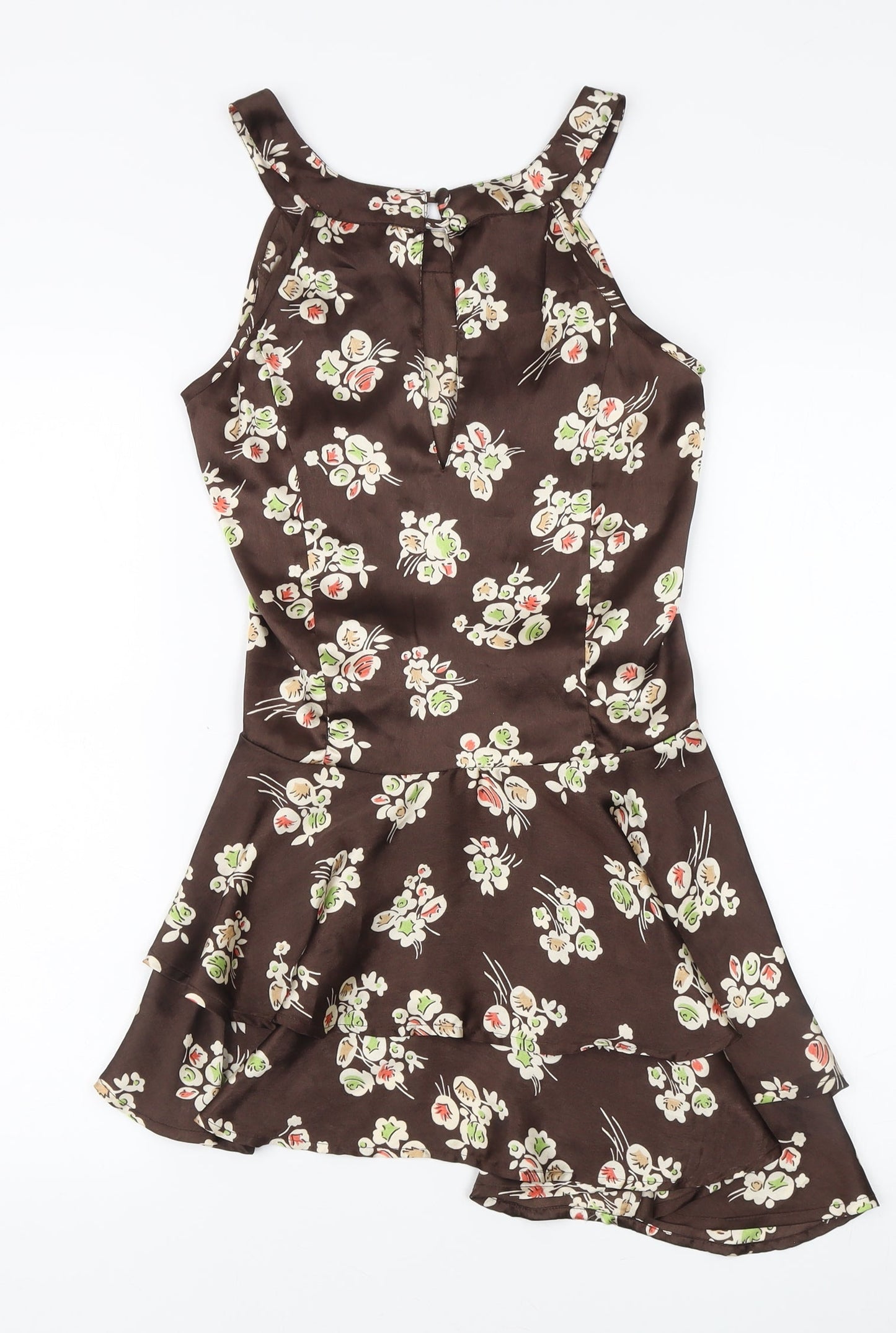 Next Women's Brown Floral A-Line Short Dress Size 8