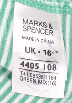 Womens UK Size 16 Marks and Spencer Green Basic T-Shirt