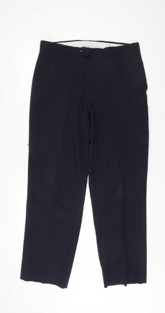 St. Bernard Men's Blue Trousers, Size L, 36 in Waist