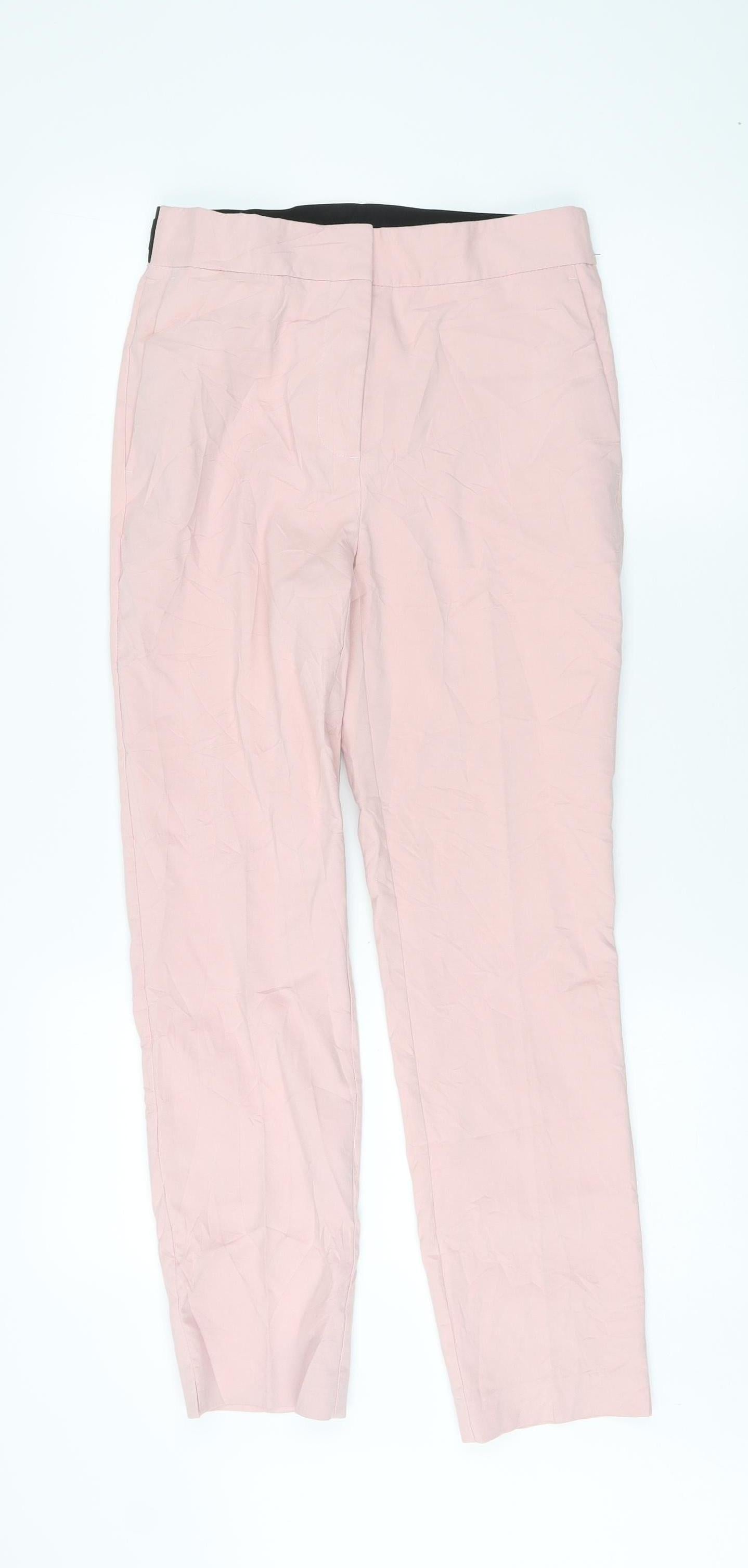 ZARA Women's Pink Trousers M Flat Front New