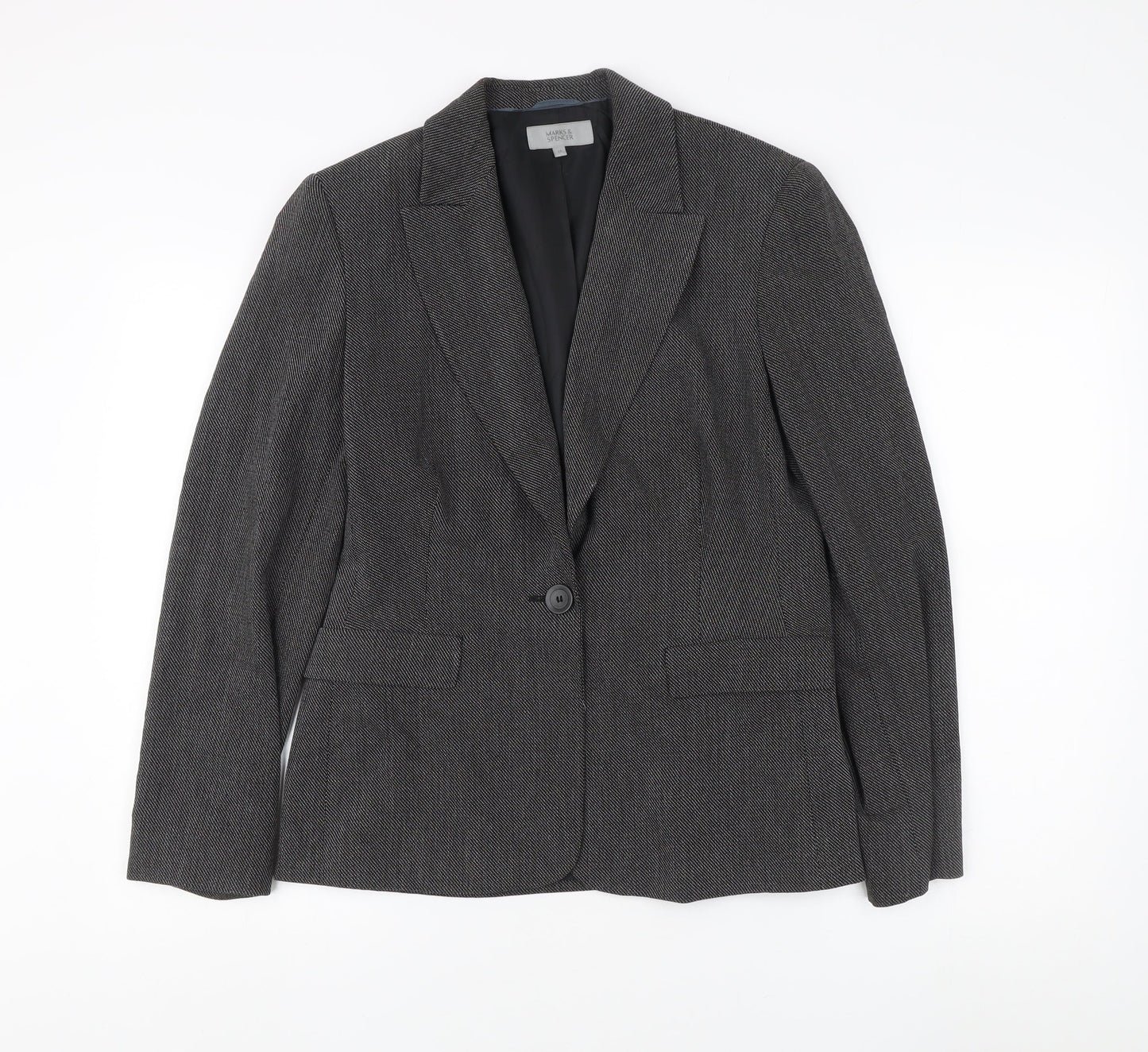 Marks and Spencer Grey Herringbone Blazer Size 12