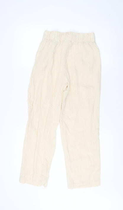 Womens UK Size XS H&M Relaxed Fit Cropped Ivory Trousers
