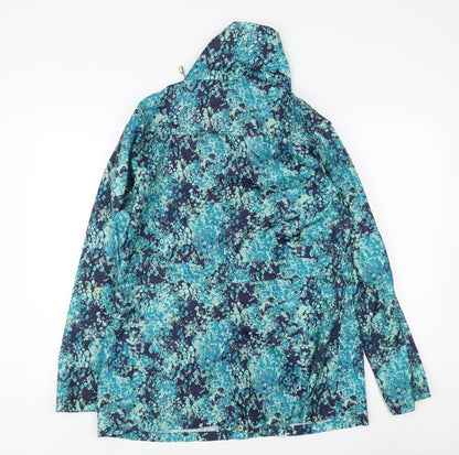 EWM Women's Blue Floral Mid-Length Hooded Coat