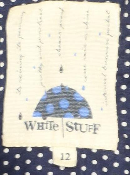 White Stuff Women's Blue Bird Pattern Hooded Coat Size 12