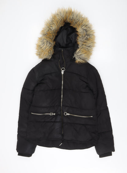 Womens UK Size 8 Topshop Black Puffer Jacket