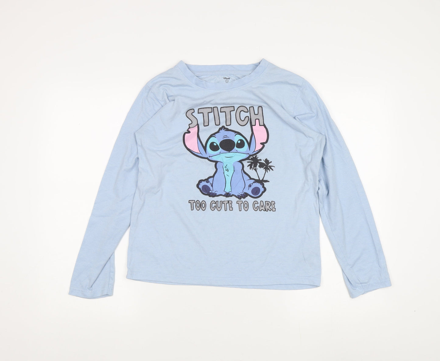 Womens UK Size S Disney Blue Basic T-Shirt