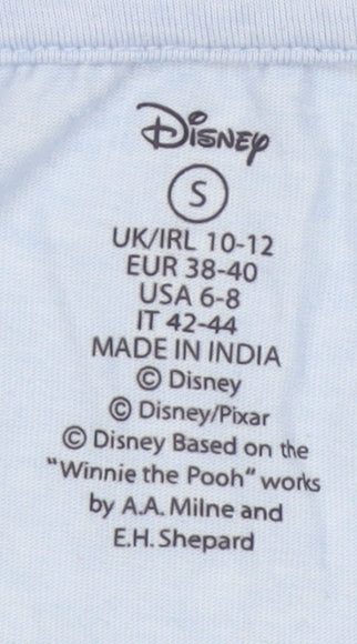 Womens UK Size S Disney Blue Basic T-Shirt