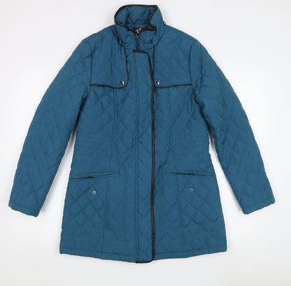 Womens UK Size 10 David Barry Blue Quilted Coat