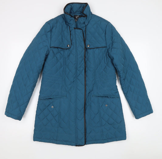 Womens UK Size 10 David Barry Blue Quilted Coat
