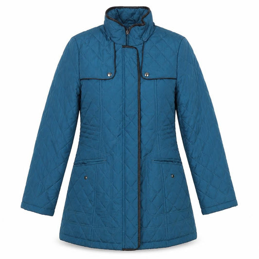 Womens UK Size 10 David Barry Blue Quilted Coat