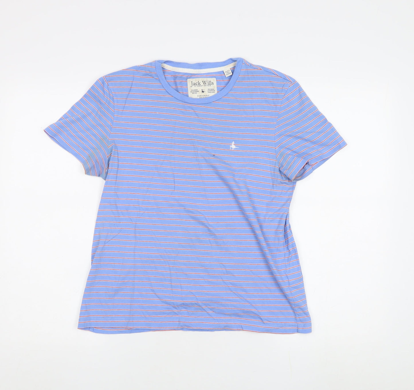 Jack Wills Women's Blue Striped Jersey T-Shirt Size 10