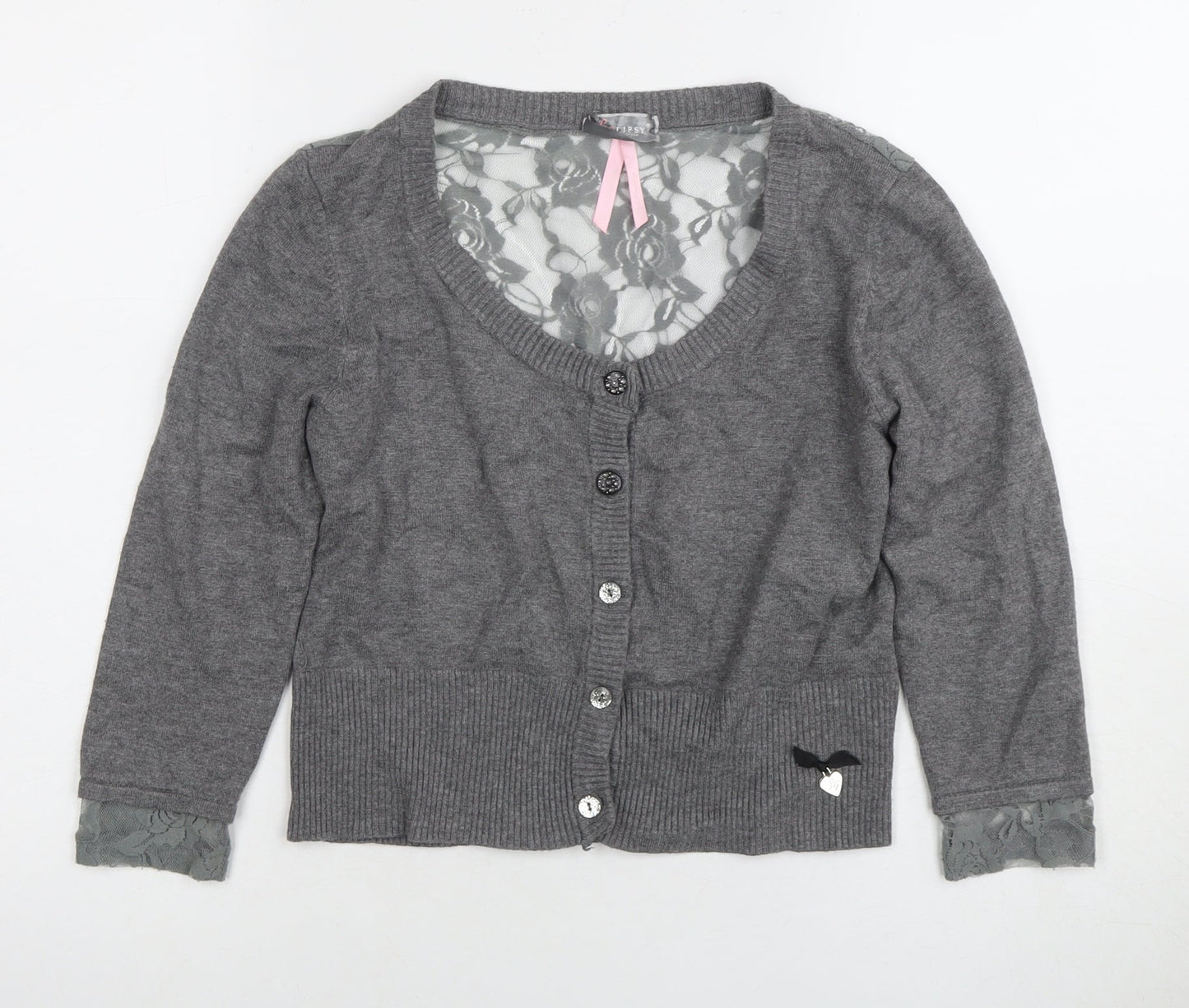 Womens UK Size M Lipsy Grey Cardigan Jumper