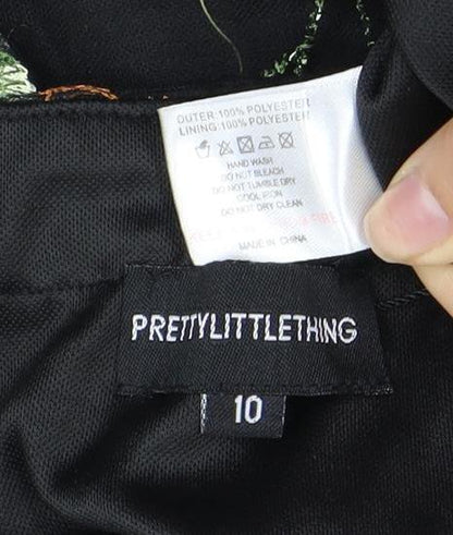 PrettyLittleThing Women's Black Floral Embroidered Dress