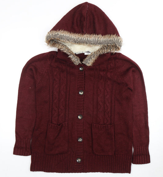 Cotton Traders Women's Claret Hooded Cardigan Size 10/12
