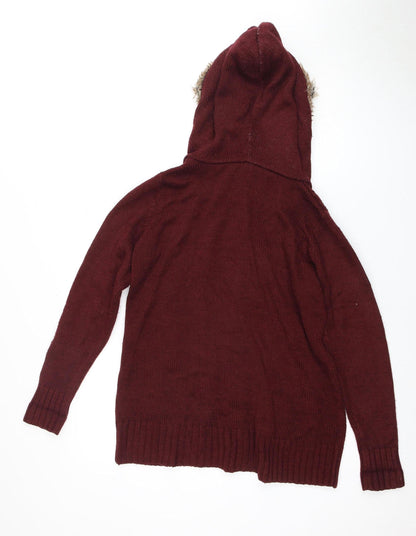 Cotton Traders Women's Claret Hooded Cardigan Size 10/12