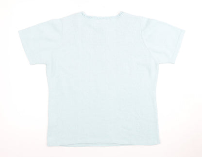 Honor Millburn Women's Blue Henley Top, Size 14, Elegant Knit