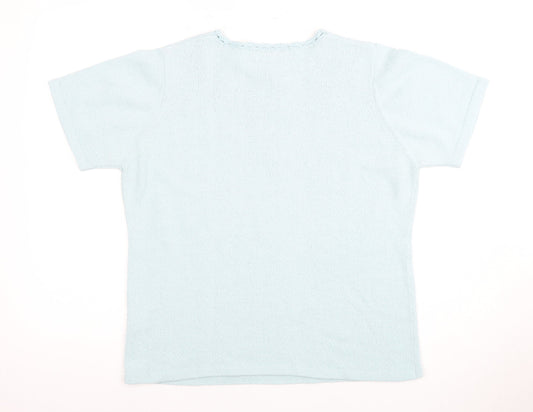 Honor Millburn Women's Blue Henley Top, Size 14, Elegant Knit