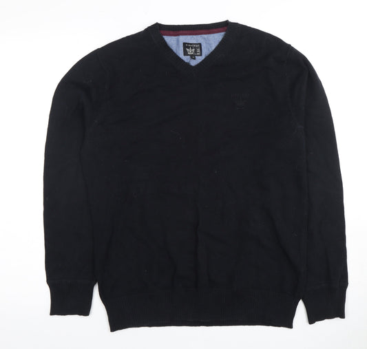Firetrap Men's Black V-Neck Pullover Jumper M