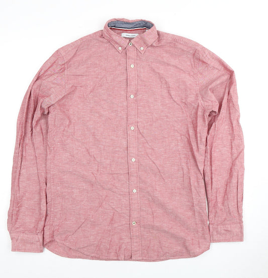 Mens UK Collar Size S JACK & JONES Smart Red  Dress Shirt