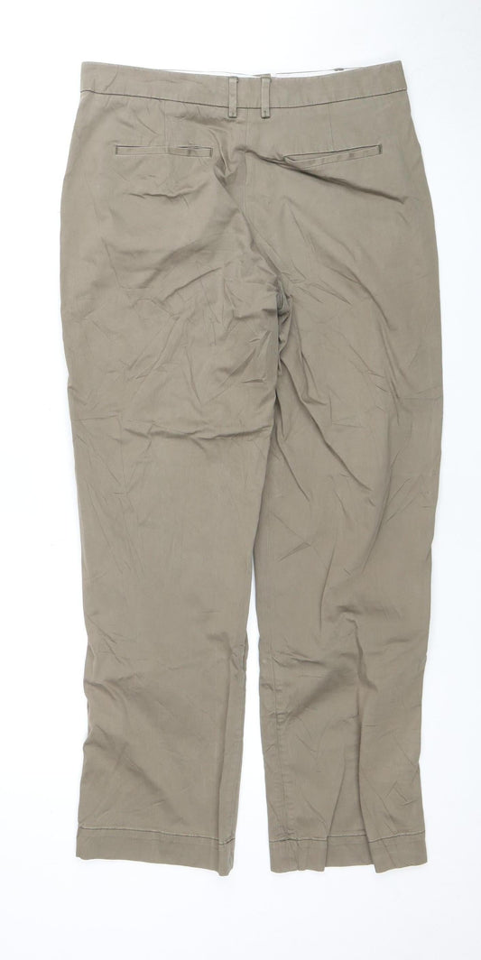 Reiss Women's Beige Cotton Trousers Size 10