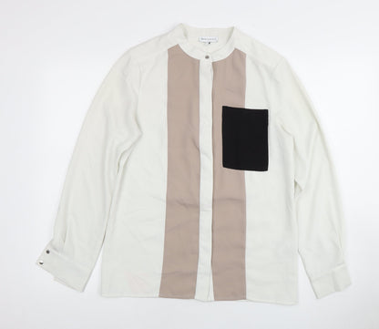Womens UK Size 8 Warehouse Ivory Basic Blouse