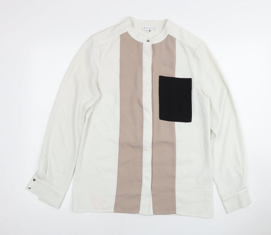 Womens UK Size 8 Warehouse Ivory Basic Blouse