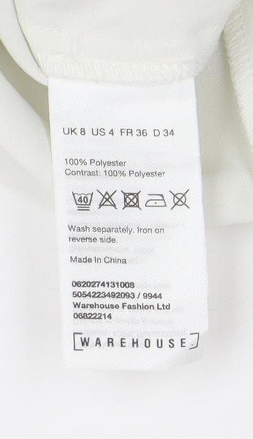 Womens UK Size 8 Warehouse Ivory Basic Blouse