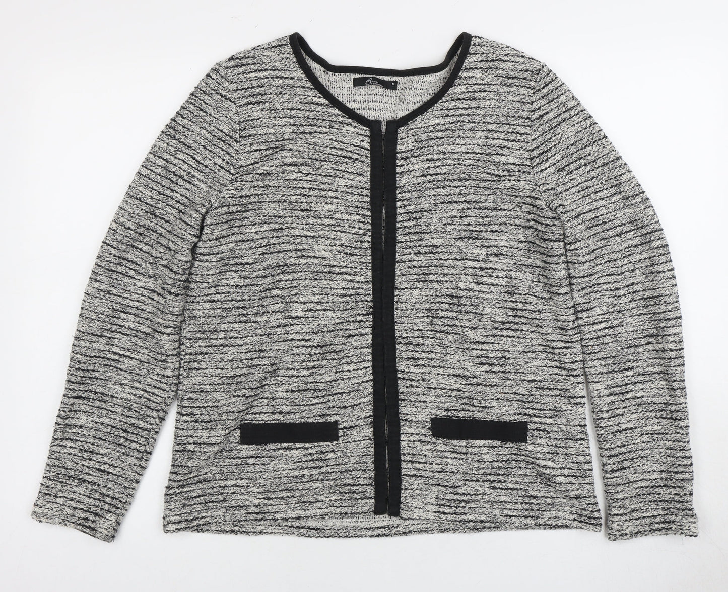 Bon Collection Women's M Black Cardigan, Round Neck
