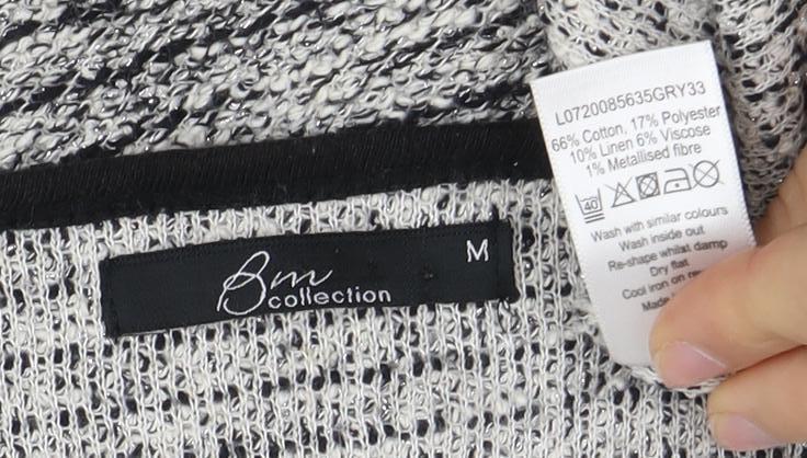 Bon Collection Women's M Black Cardigan, Round Neck
