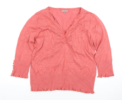 Womens UK Size L John Lewis Red Henley Jumper