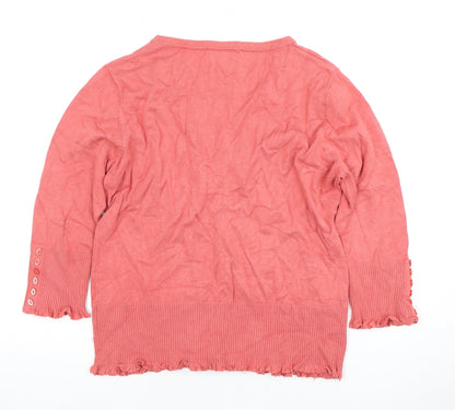 Womens UK Size L John Lewis Red Henley Jumper