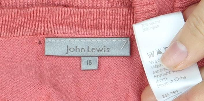 Womens UK Size L John Lewis Red Henley Jumper