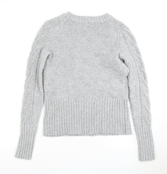 Gap Women's Grey Cable Knit Pullover Jumper Size S