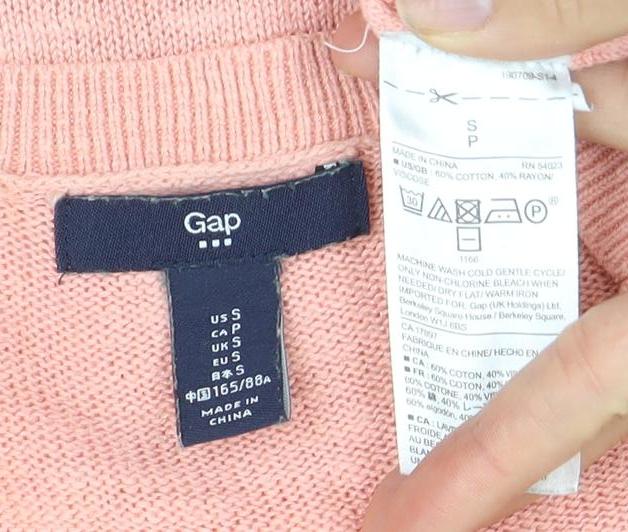 Gap Women's Pink Pullover Jumper, Size S, Boat Neck