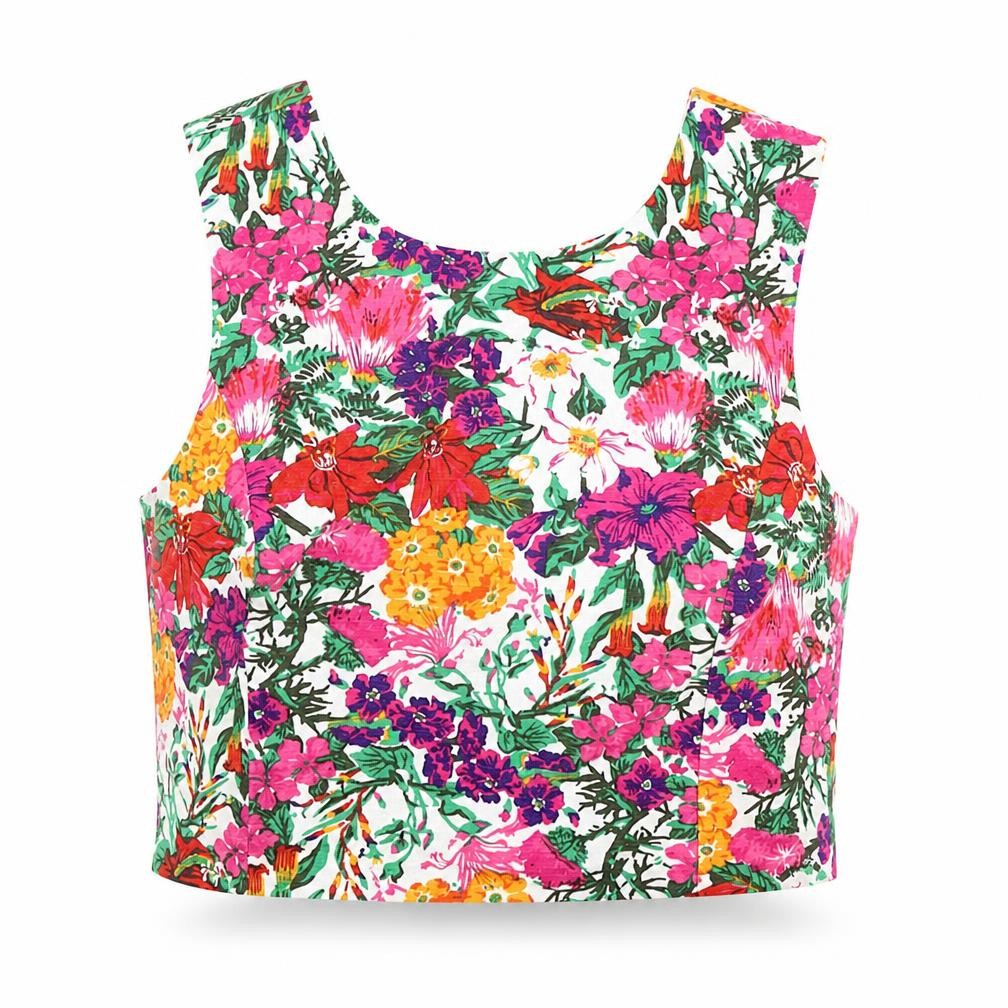Womens UK Size 10 Oasis Multicoloured Cropped Tank