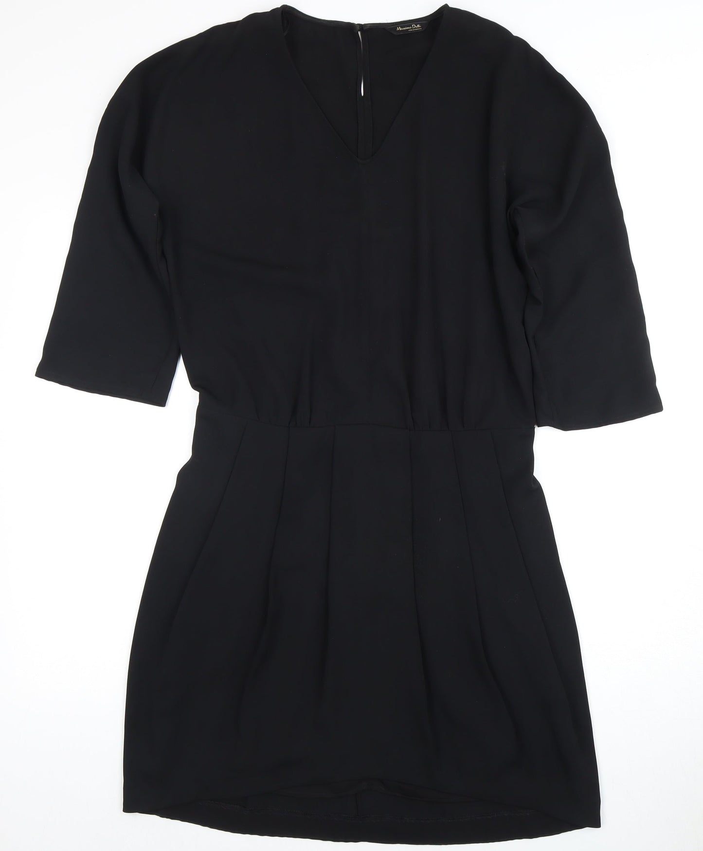 Massimo Dutti Women's Black V-Neck Dress Size 12