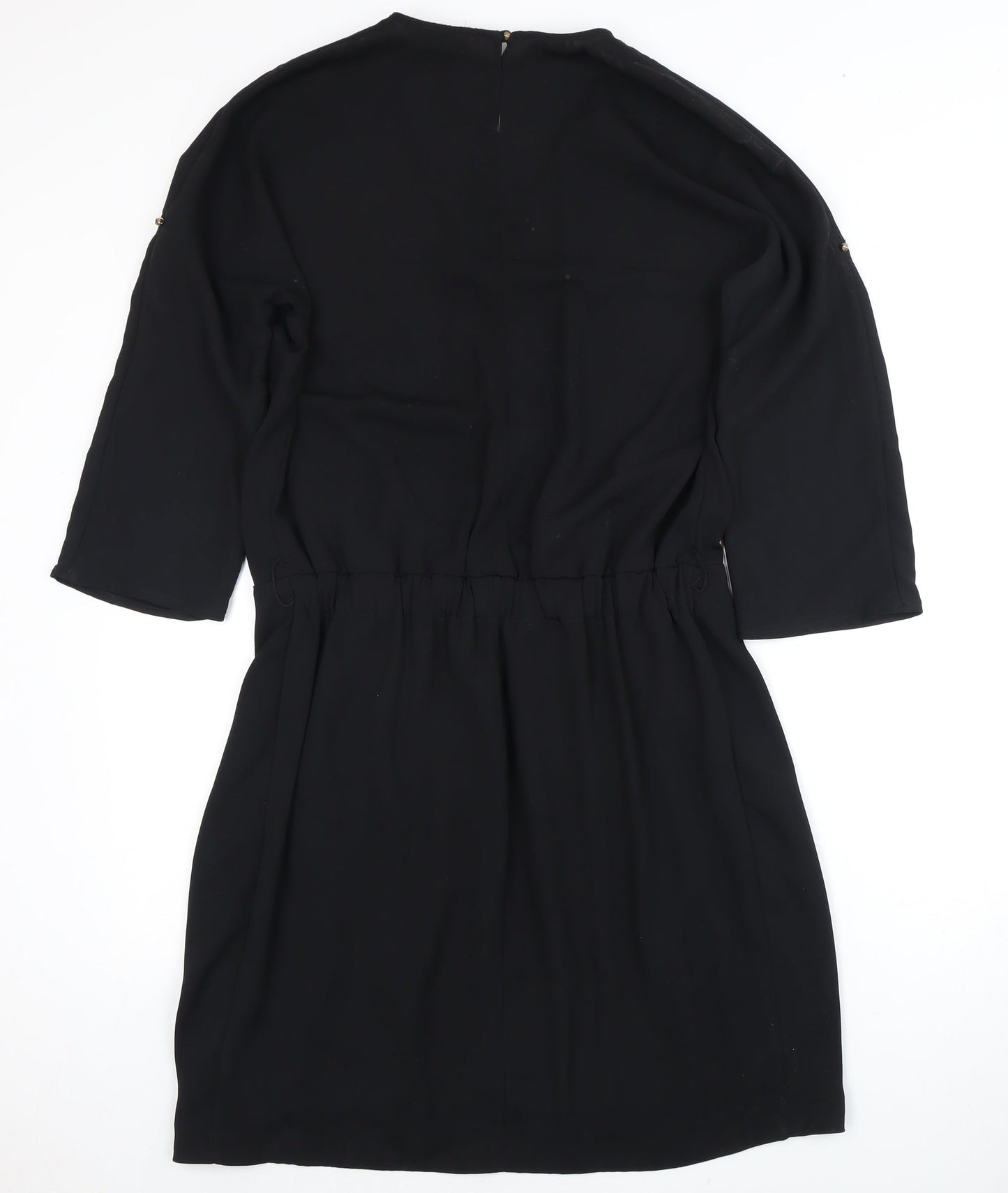 Massimo Dutti Women's Black V-Neck Dress Size 12