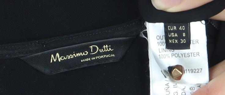 Massimo Dutti Women's Black V-Neck Dress Size 12