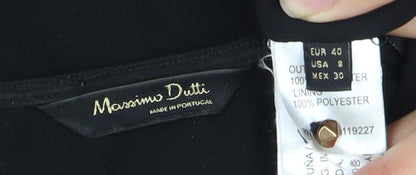 Massimo Dutti Women's Black V-Neck Dress Size 12