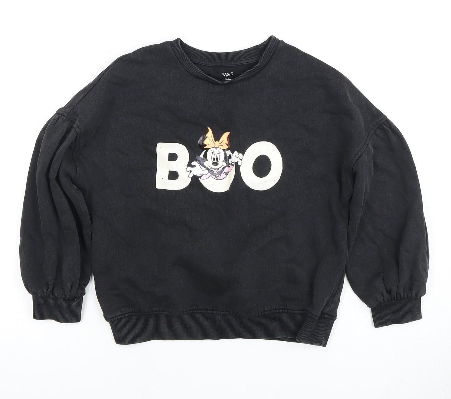 Marks and Spencer Girls Black Crew Neck Disney Sweatshirt Size 8