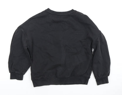 Marks and Spencer Girls Black Crew Neck Disney Sweatshirt Size 8