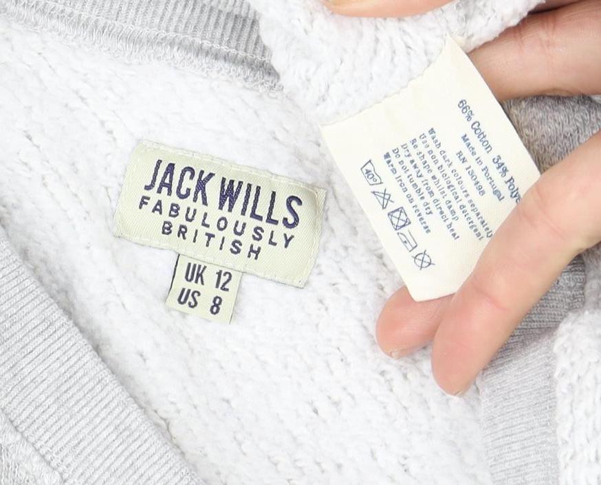 Womens UK Size 12 Jack Wills Grey Pullover Sweatshirt