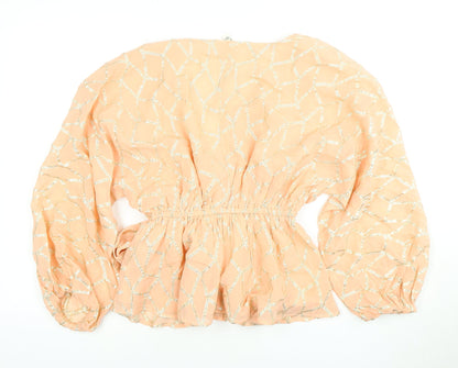 Womens UK Size 8 River Island Pink Wrap Blouse