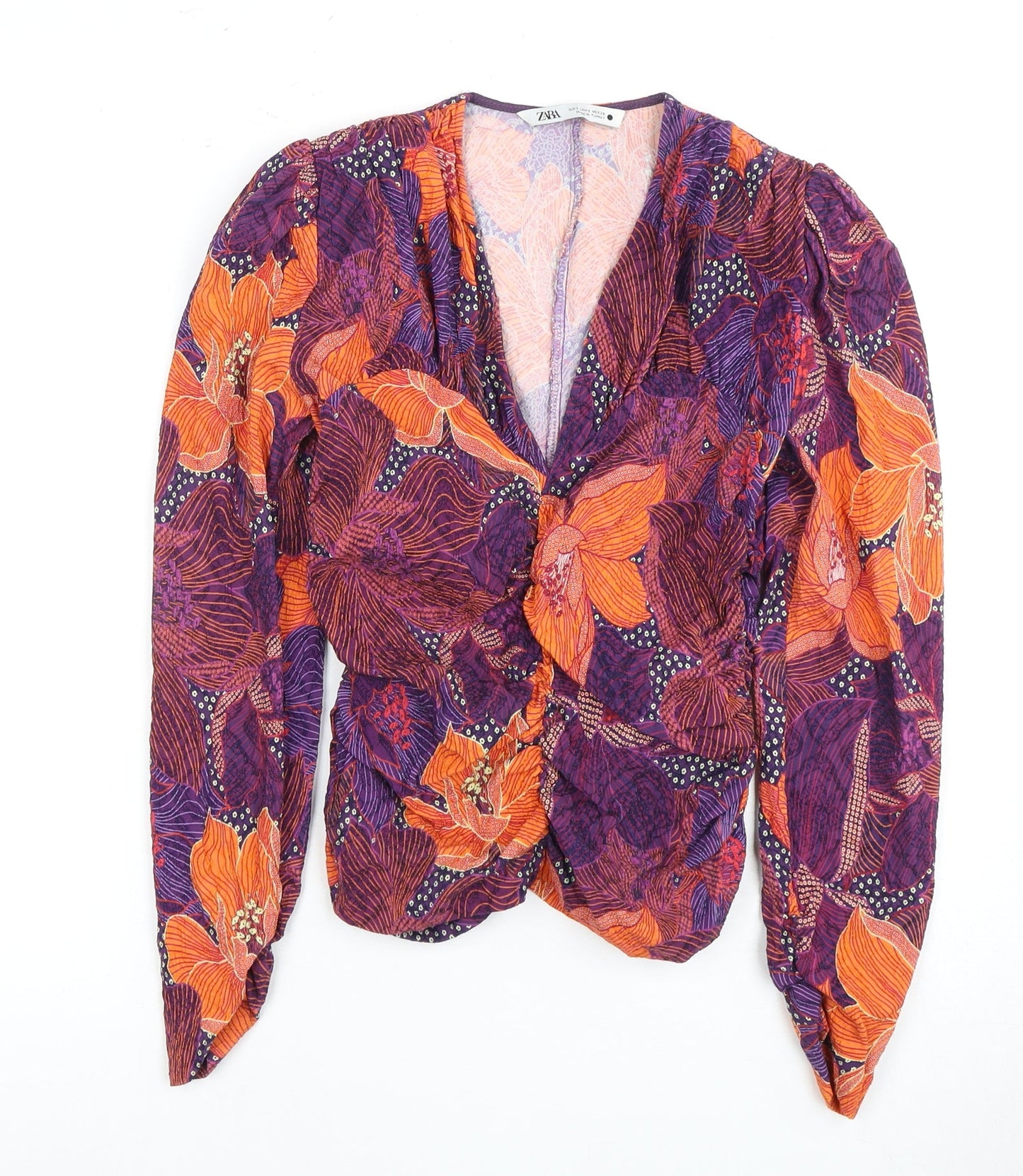 Womens UK Size 8 Zara Multicoloured Basic Blouse